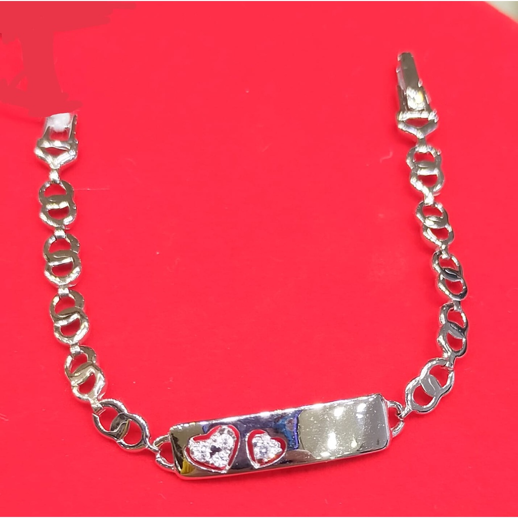 Gelang Anak Rantai Emas Putih Plat Heart 75% 3.37 Gram