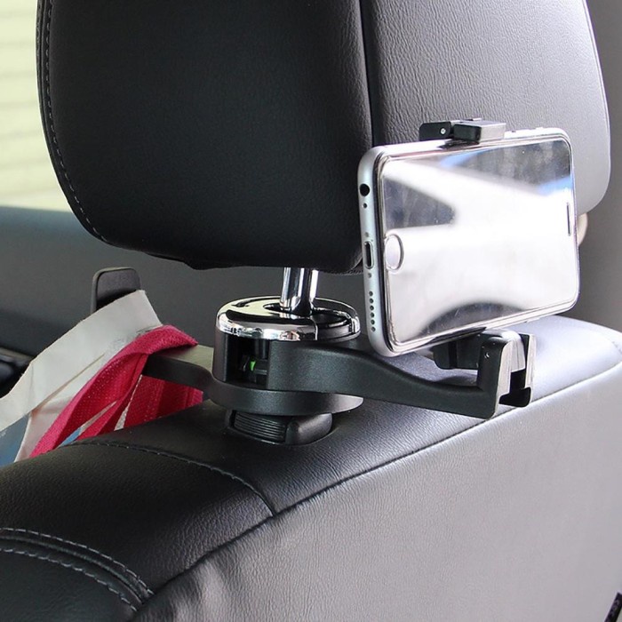 Double Dual Hook Holder Car Phone Holder Gantungan Jok Organizer Mobil Headrest