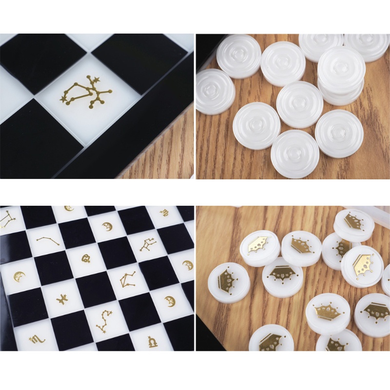 SIY  Handmade Chess Set and Checker Game Board Resin Casting Mold International Checkers Toy Silicone Mould Epoxy Resin Craft