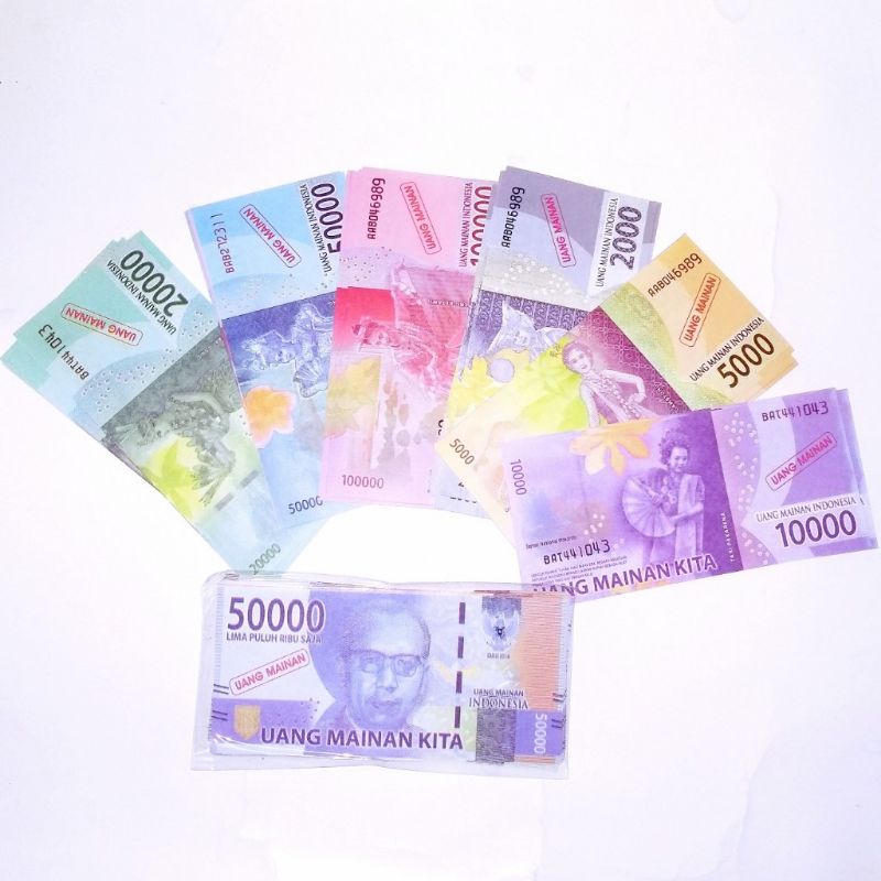 Mainan Uang Aspal Karakter Besar Kecil Nominal Random