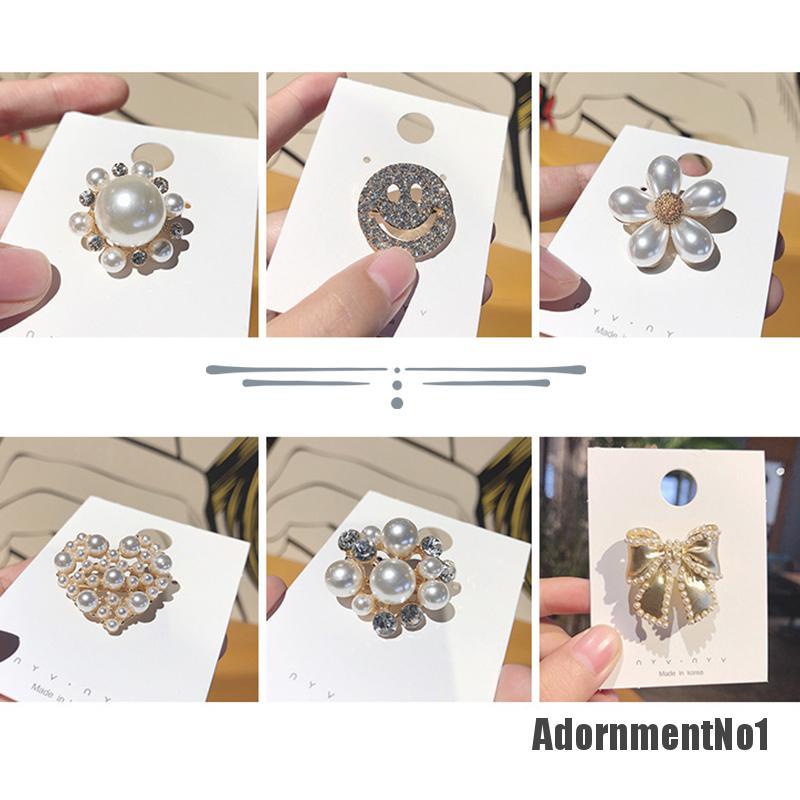 (Adornmentno1) Bros Pin Alloy Desain Bunga Hias Mutiara + Berlian Imitasi Untuk Wanita