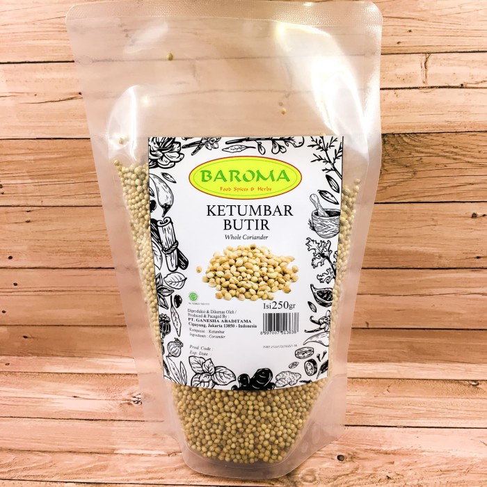 

Ketumbar Butir / Whole Coriander 250gr - Baroma Bumbu Rempah