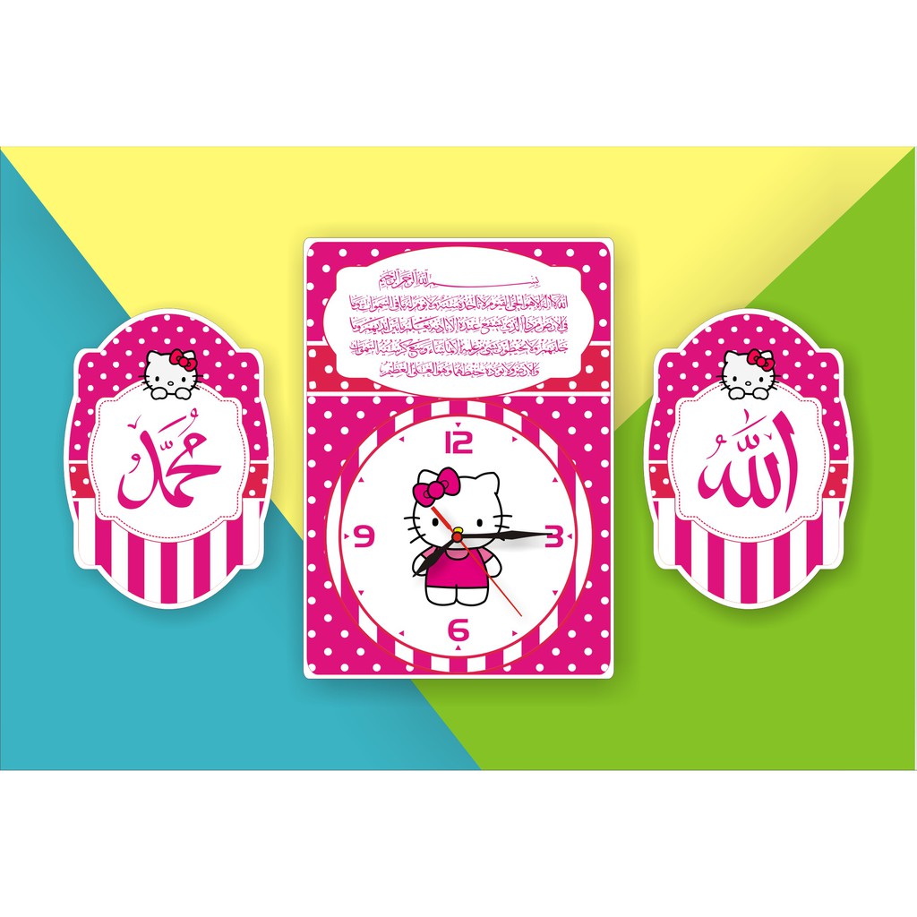 Jam Dinding 1 Set Kaligrafi Karakter Hello Kitty Indonesia