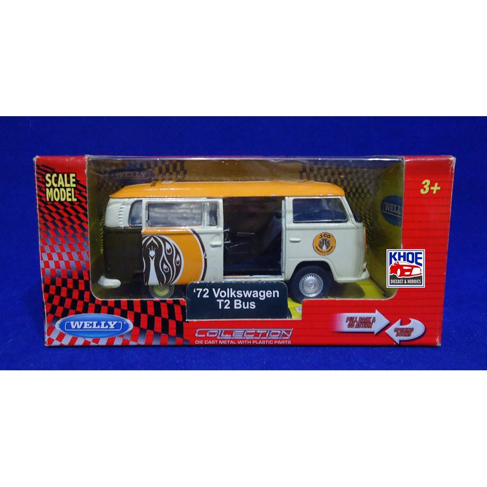 Diecast / Miniatur Custom VW T2 BUS JCO DONUTS Skala 1:36 WELLY Custom