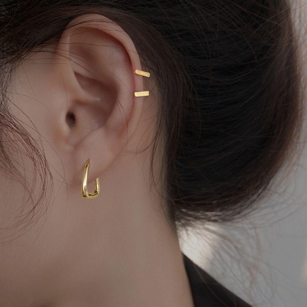 Mxbeauty Anting Segitiga Trendy Geometris Perempuan Lingkaran Anting Alloy Hip hop Pria Telinga Gesper