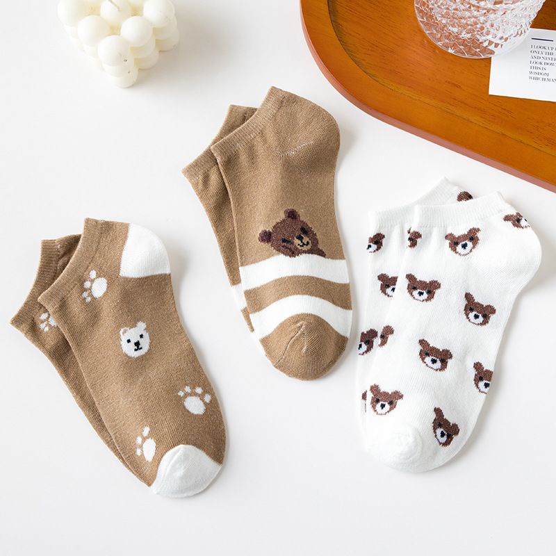 [littlecrab] Kaos Kaki Beruang Coklat Cute Women Socks Import Kaos Kaki Berkualitas Brown Bear Kaos Kaki Lucu Korean Style