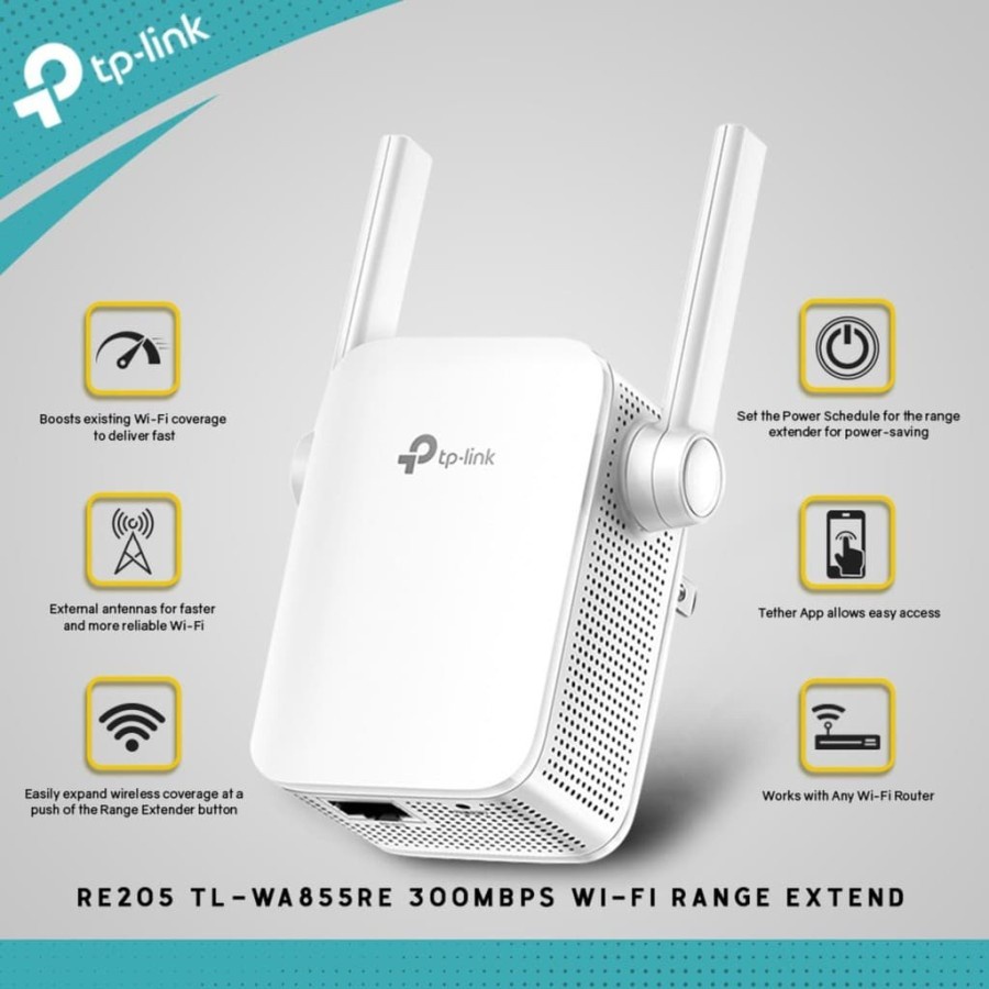 Wifi range extender tp-link 300Mbps 2.4ghz n300 2x2 mimo access point ethernet rj45 wa-855re wa855