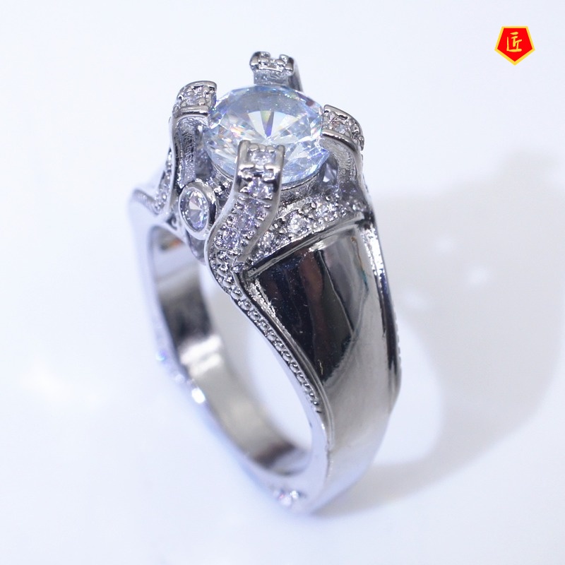 [Ready Stock]Crown Diamond Gold Ring Creative Personality