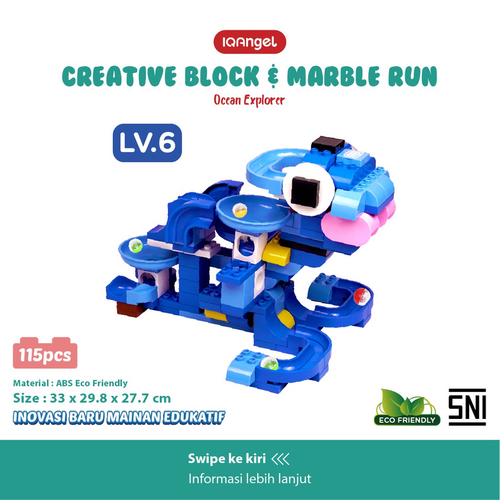 IQ Angel Creative Block &amp; Marble Run Toys Ocean Explorer / Mainan Balok Susun / Lego brick 172 Pcs