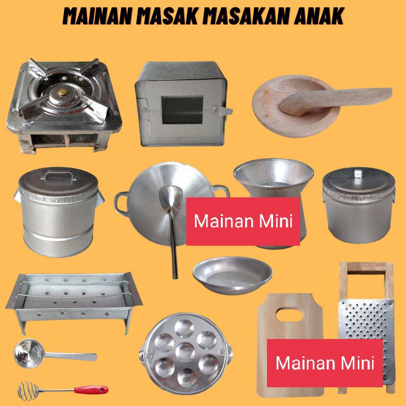 Kompor Mini Anak Bisa Nyala Miniatur Oven Dandang Talenan Mainan Masak Masakan Mini Mainan Edukasi K