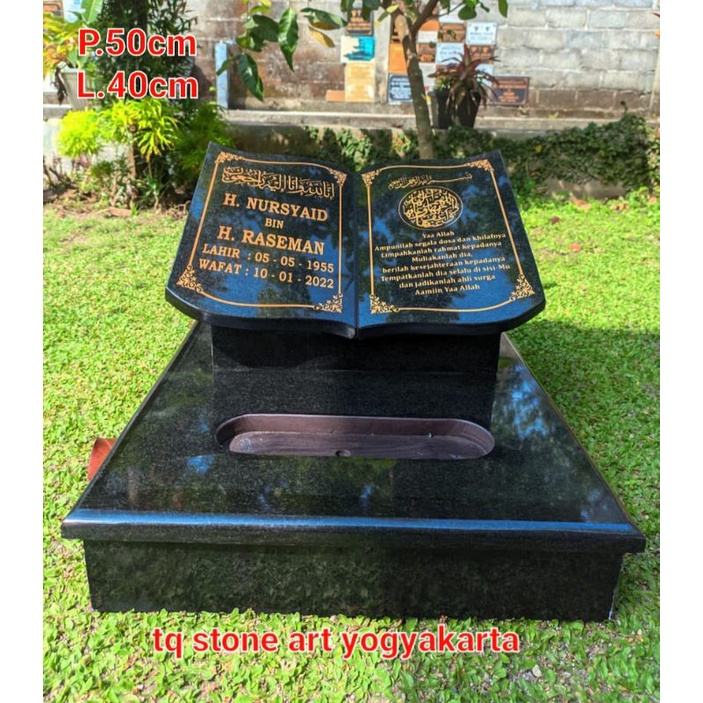 NISAN MAKAM BATU GRANIT/MARMER MINIMALIS MODEL BUKU UKURAN 40X50 FREE PACKING KAYU NISAN MAKAM BAHAN