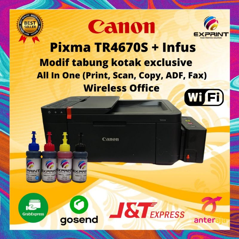 Printer Canon Pixma TR4670s + Infus Tabung Box ( Print Scan Copy Fax Adf Wifi )