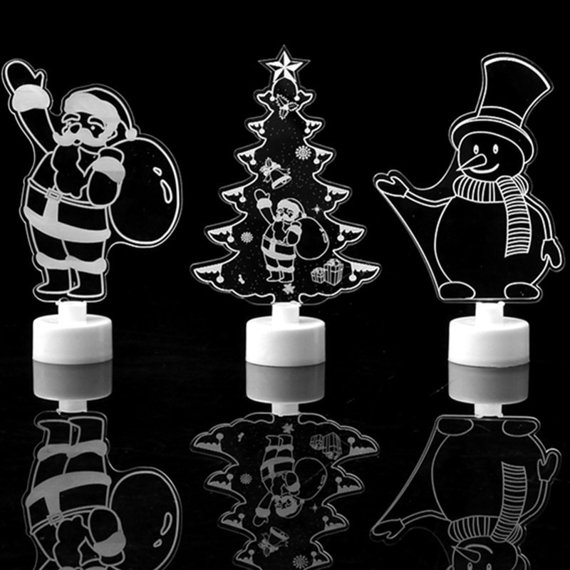 1pc Lampu Malam LED Bentuk Santa Claus Snowman Pohon Natal Warna-Warni Untuk Dekorasi Pesta