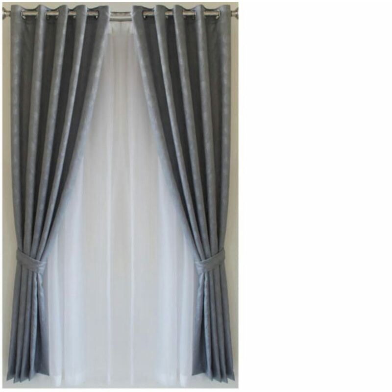 Gorden Abu Gorden Embos Motif Bunga Smokring Polos Hordeng Jendela Gorden Pintu Kamar Tidur Gorden L