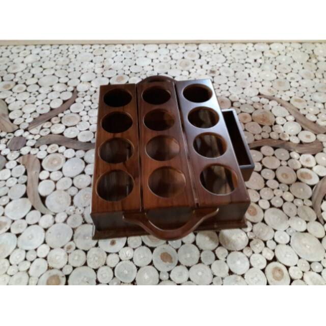 Tempat aqua gelas kayu jati