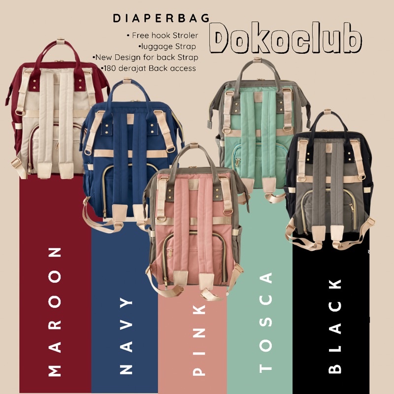 03.03 CRAZY SALE !! TAS DIAPER / TAS BAYI DOKOCLUB DIAPERBAG (LUXE SERIES)