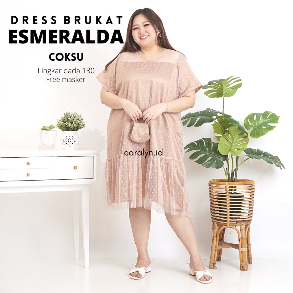 DRESS BRUKAT JUMBO BIGSIZE PARTY DRESS KOREAN STYLE ESMERALDA