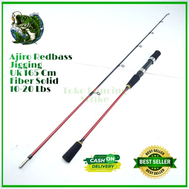 joran pancing jigging laut murah kuat fiber solid kaku ajiro redbass uk 165 cm