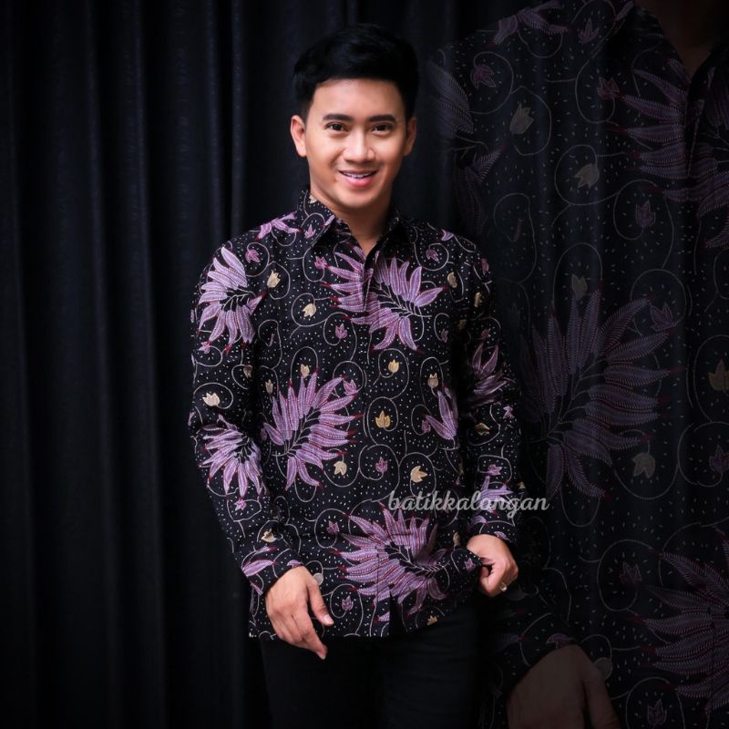 Kemeja Batik Pria Modern Lengan Panjang Casual Modis Slim Fit Trendy Masa Kini OL 162