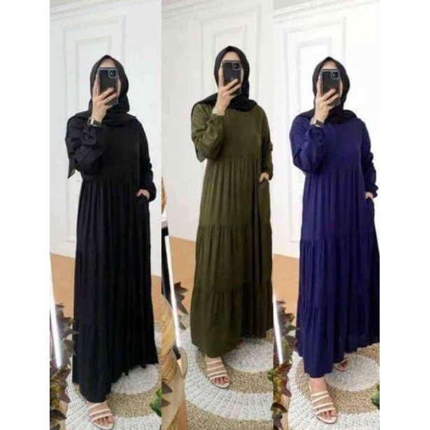 kanaya dress m l xl xxl xxxl 4l/gamis remaja terbaru /gamis rayon premium / gamis polos /gamis kekinian