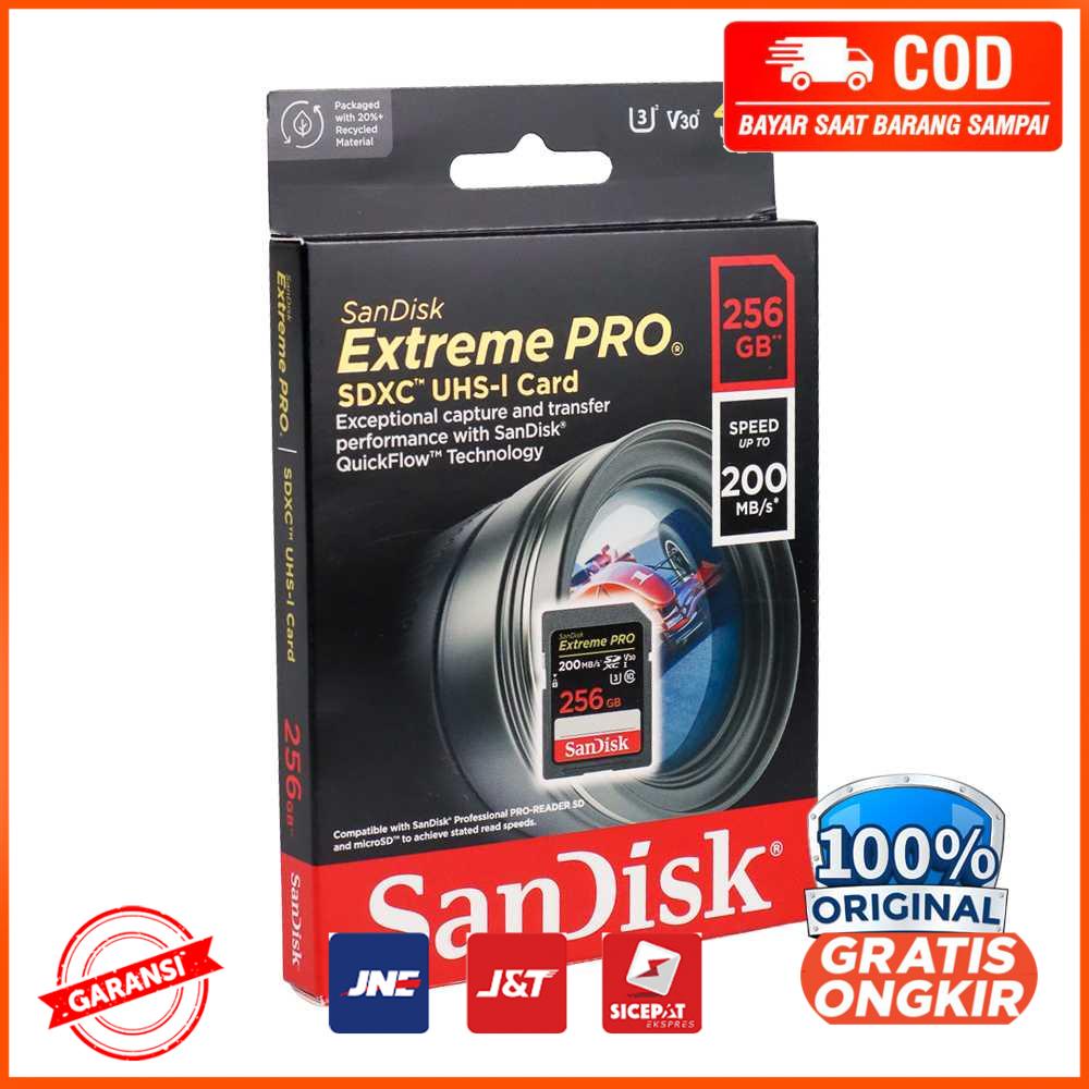 Sandisk SD Card Extreme Pro V30 U3 4K - 256GB - D-256G