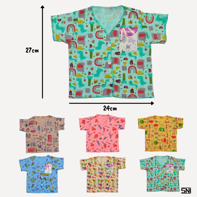 Baju Bayi Pendek Edena SNI Motif Full Print Size Newborn Bahan 100% Cotton Halus Atasan Bayi Lengan Pendek SNI Edena Perlengkapan Bayi Baru Lahir