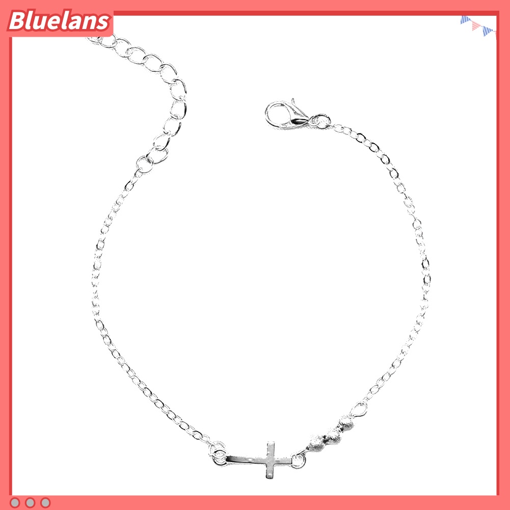 Bluelans Fashion Women Beaded Cross Charm Bracelet Chain Hand Jewelry Birthday Gifts