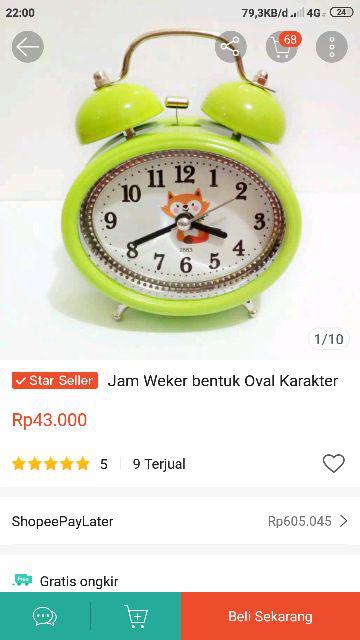 Jam Weker Bentuk Oval Karakter