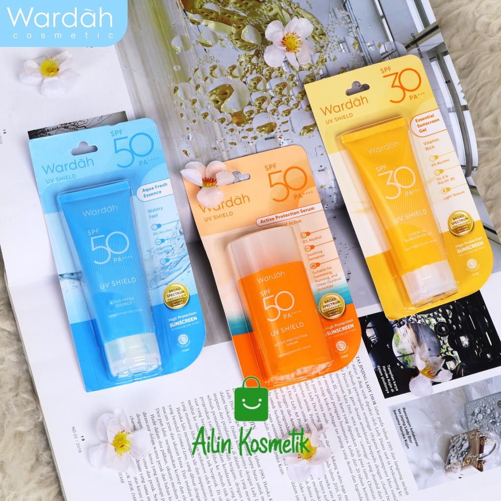 WARDAH UV Shield Aqua Fresh Essence | Wardah UV Shield Protection Serum | UV SHIELD LIGHT MATTE SUN STICK SPF 50 PA++++ |Sunscreen by AILIN