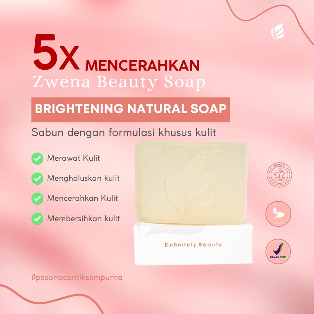 Zwena Brightening Natural Soap Sabun Wajah Pemutih & Atasi Flek Hitam Kerutan BPOM
