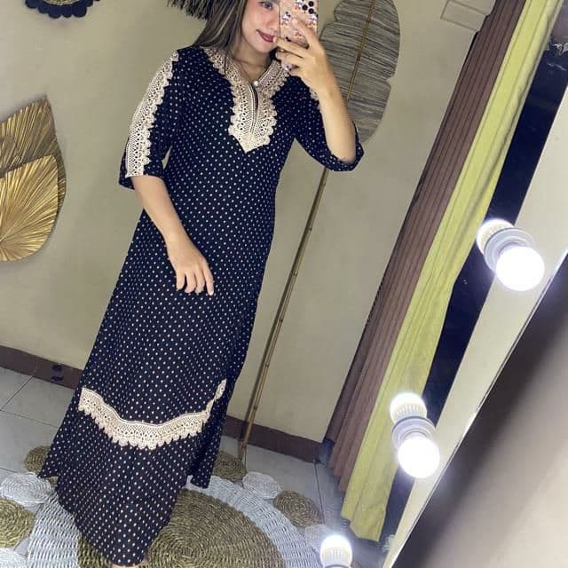 Daster Renda Arab Longdress Kalia Polka Rintik