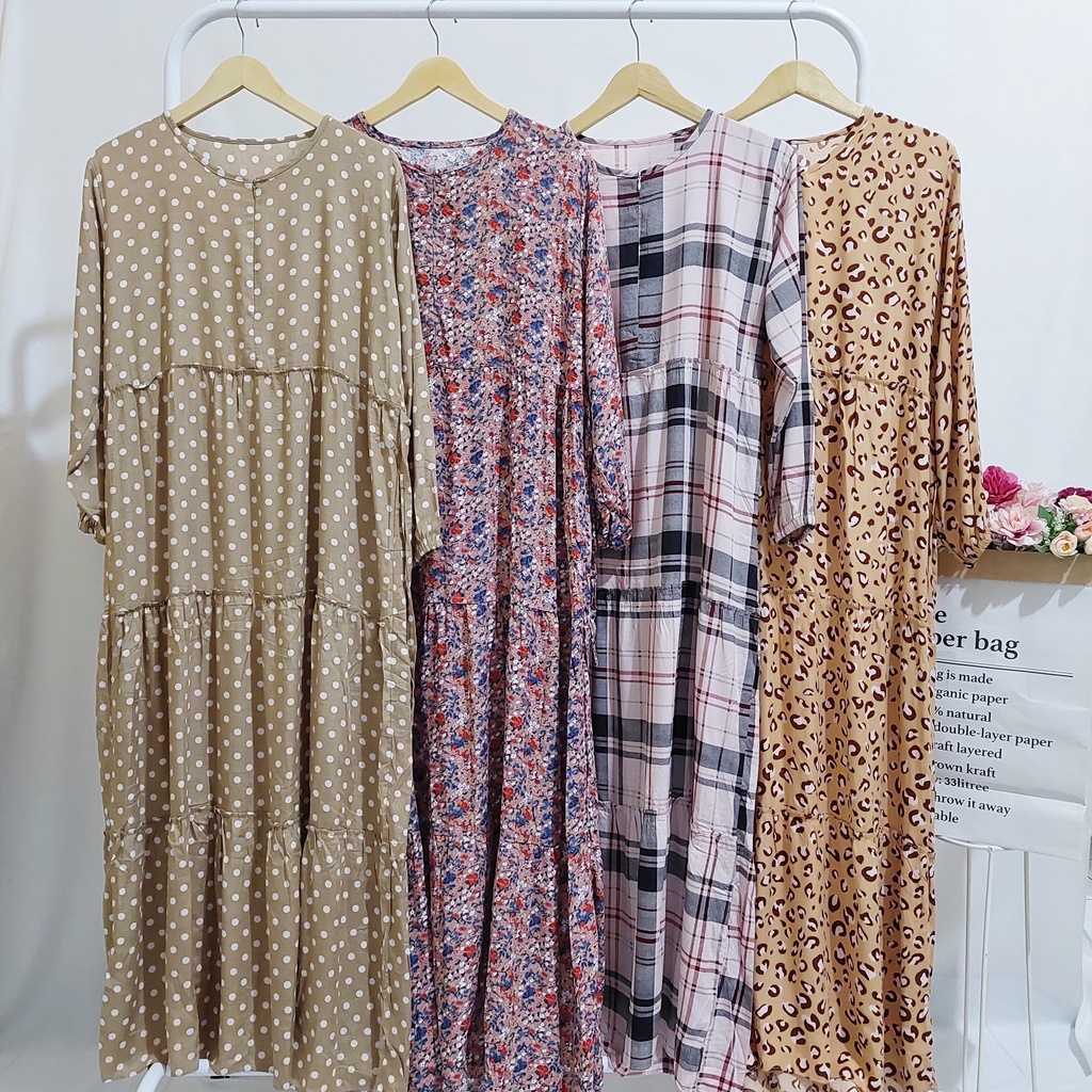 DASTER PANJANG/DASTER LENGAN PANJANG/HOME DRESS/GAMIS MUSLIM/DASTER BUSUI/DASTER RAYON ADEM/DRESS RA