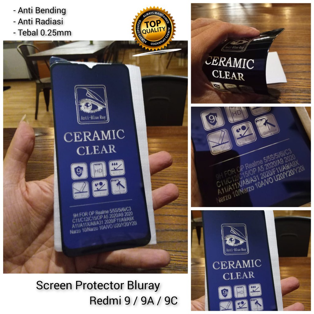 Tempered Glass Redmi 9 9A 9C Ceramics Screen Protector Anti Blue Radiasi UV Premium Quality