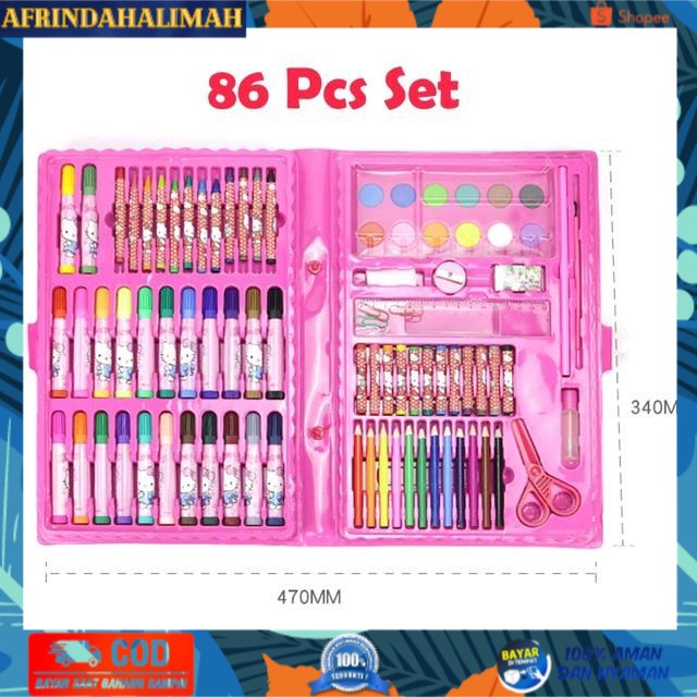 

[TERBARU] set pensil crayon cat air perlengkapan sekolah menggambr anak - Biru