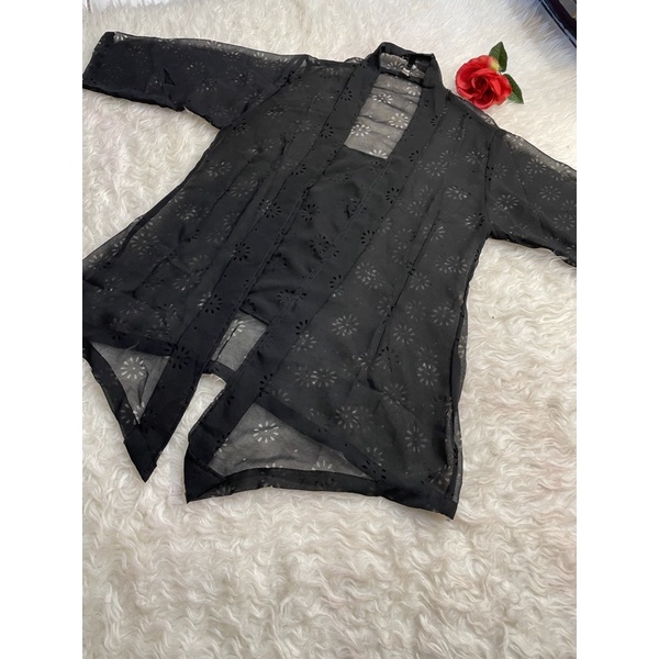 SALE Kebaya Jadi sutra crepe Syahrini M L XL XXL-Hitam