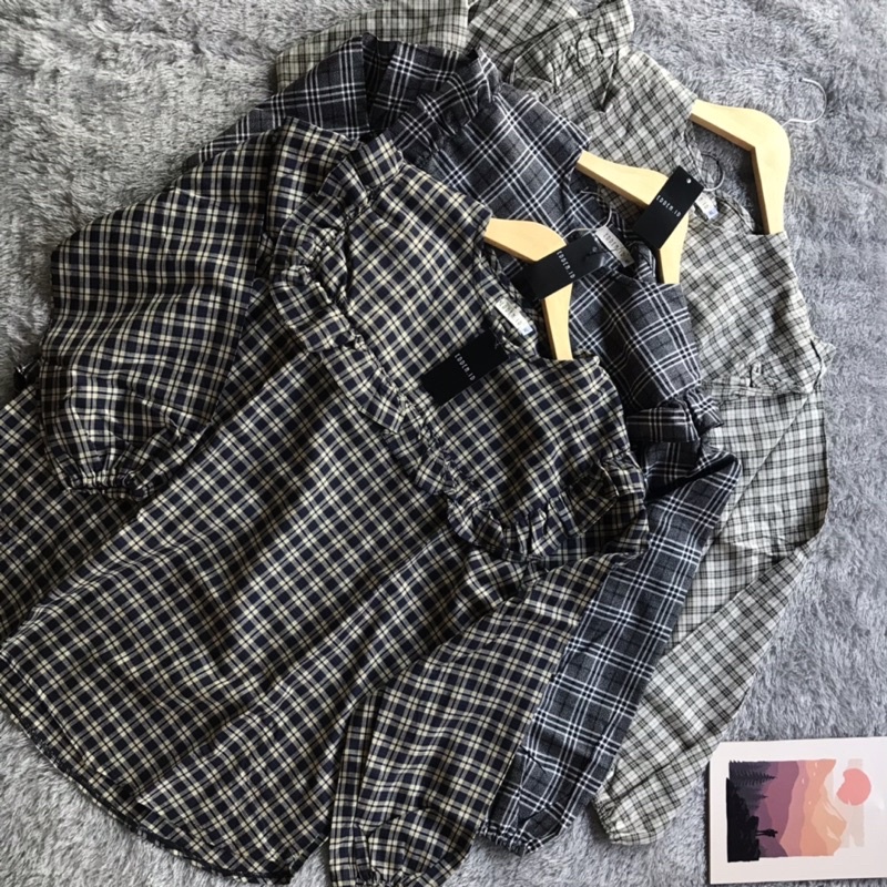 TARTAN BLOUSE/ blouse kotak kotak/ blouse casual