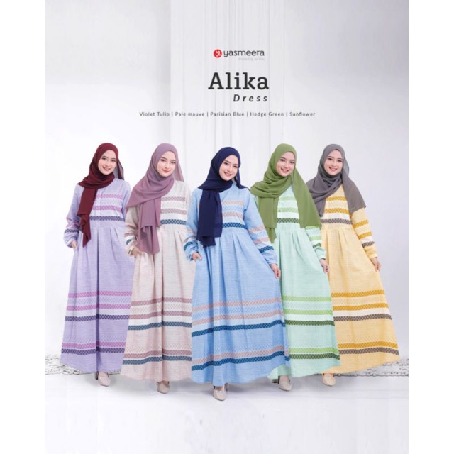 Yasmeera Gamis Polos Motif Garis Alika Dress