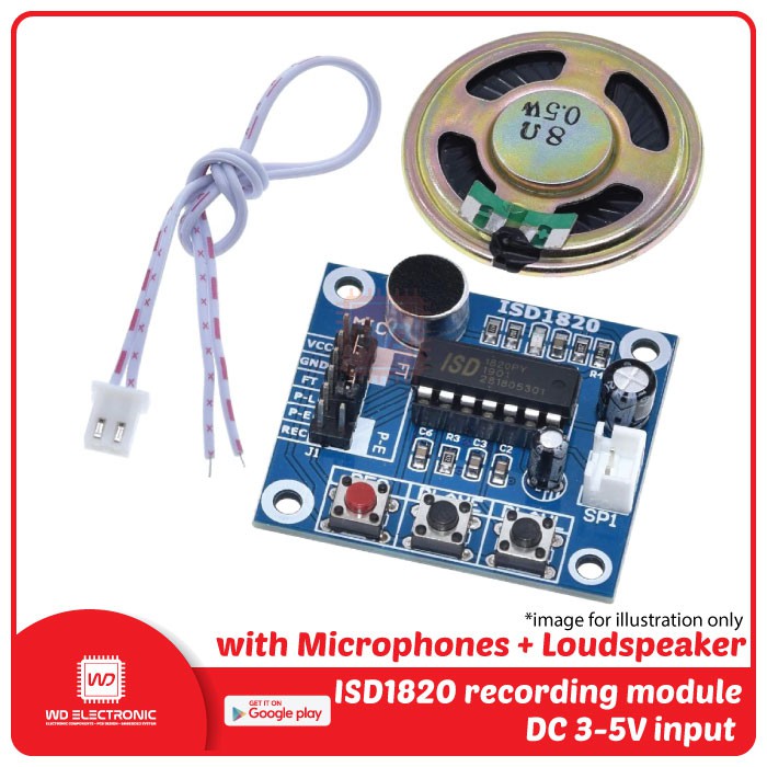 ISD1820 recording voice module with microphones and loudspeaker