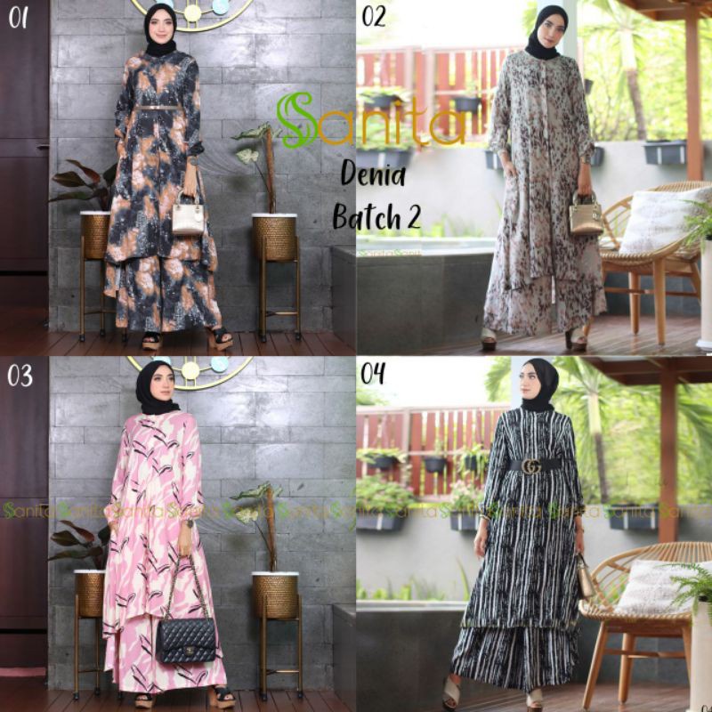 Fashion Muslim Wanita Setelan Tunik Kulot Denia By Sanita Tunik Dewasa Set Sanita