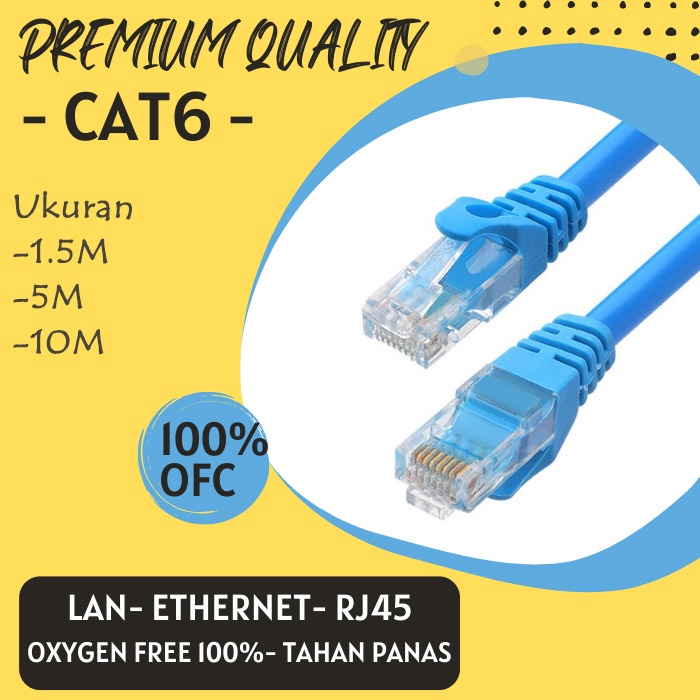 Kabel LAN Ethernet Cable UTP CAT6 RJ45 1.5M 5M 10M Internet komputer pc cctv laptop Premium