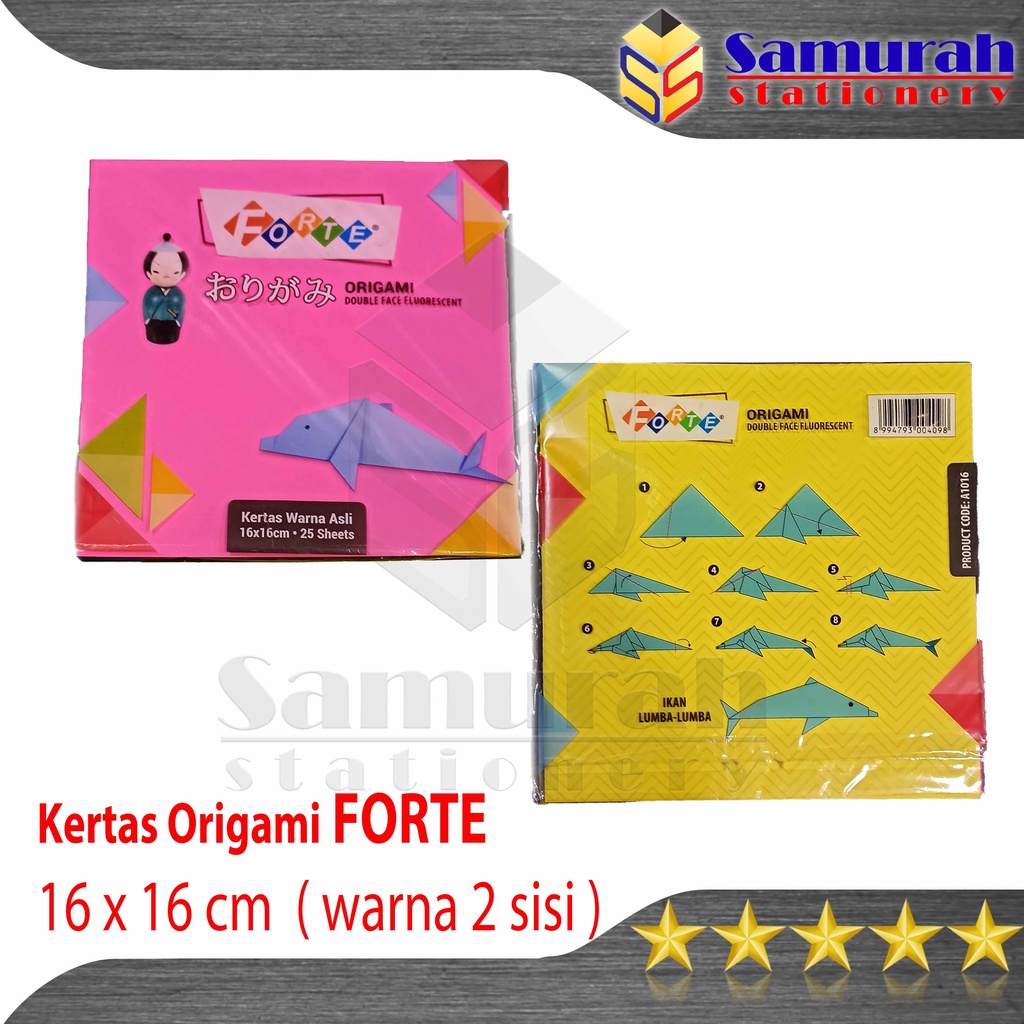 

Kertas Origami Besar Forte isi 25 Lembar / 1 Pak Kertas Lipat TK 16x16 - 2 Sisi Sama Warna