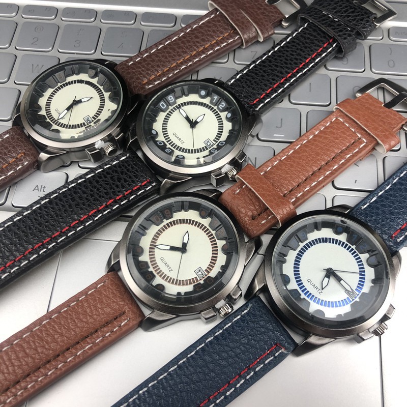 ✅[COD] Jam tangan karet Kulit vios murah import grosir premium dual arloji pria tanggal Fashion M81