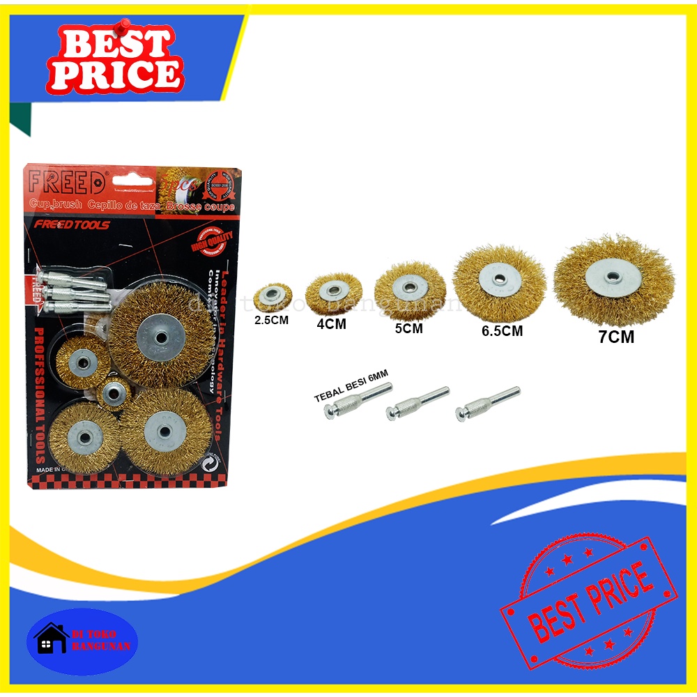 Sikat Kawat Mata Bor Model Bulat Sikat Karat 1 Set 5 Pcs Freed