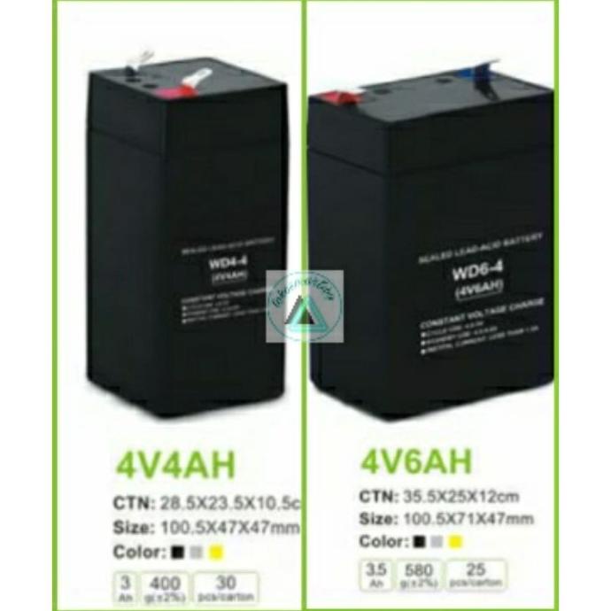 Produk Unggulan] Baterai Kotak / Aki Kering 4 Volt 4AH / 4 Volt 6AH