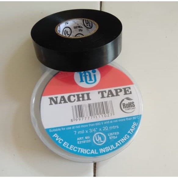 Nachi Tape isolasi listrik lakban plester hitam 3/4&quot; x 20yard Grosir