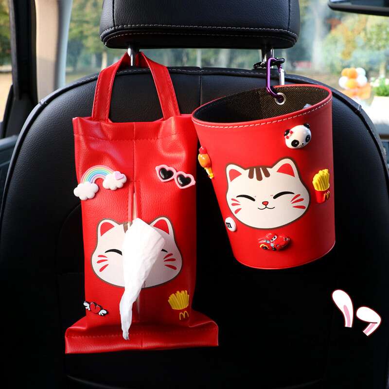 AKSESORIS INTERIOR MOBIL / Tissue Holder Tempat Tissue Kulit Sintetis Karakter Lucu