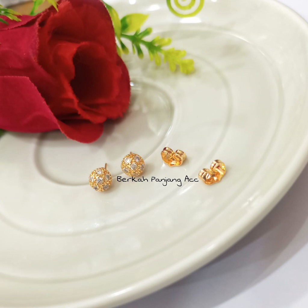 ANTING BOLA PERMATA ZIRCON ANTI KARAT DESAIN CASUAL