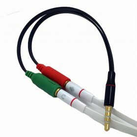 Splitter Pemisah Audio Cable 3.5mm Male to 3.5mm, Kabel AUX Audio 3.5mm Female Headphone &amp; Mic