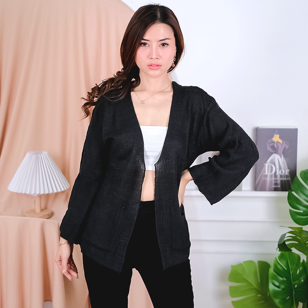 Tq88indonesia Fashion Baju Cardigan Rajut Wanita Terbaru /  RJT Lavella Oversize Knit Outer Wanita / Baju Luaran / Cardi Cewek / Ootd / Outfit Kekinian