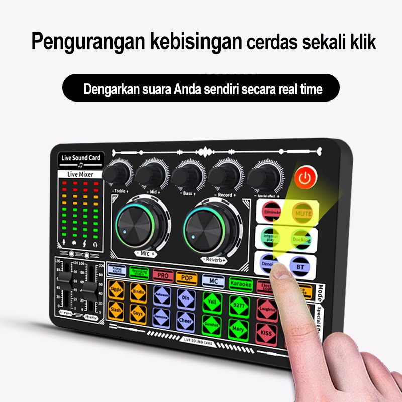 MUKAVA F999 Live Sound Card Live Mixer Periferal Komputer Untuk Audio Kartu Suara Karaoke Langsung HP PC Mac Image 6